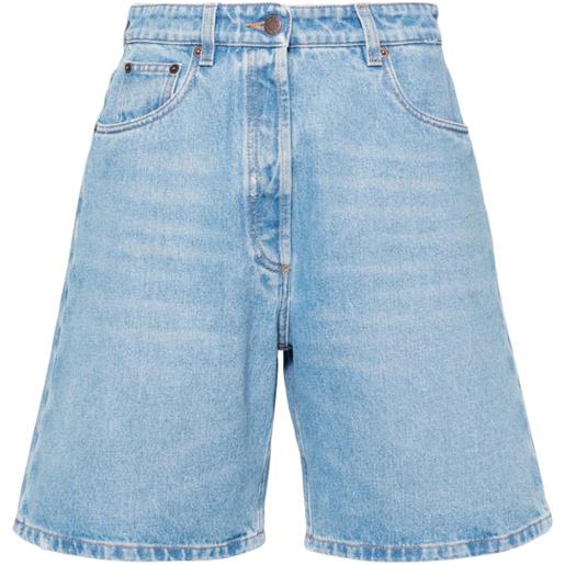 Prada shorts denim con logo - blu