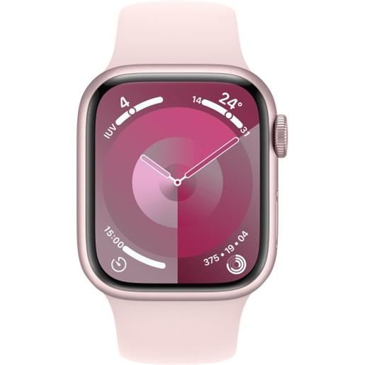 Apple watch series 9 gps + cellular cassa 41mm in alluminio rosa con cinturino sport rosa confetto - m/l