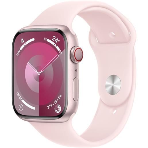 Apple watch series 9 gps + cellular cassa 45mm in alluminio rosa con cinturino sport rosa confetto - m/l
