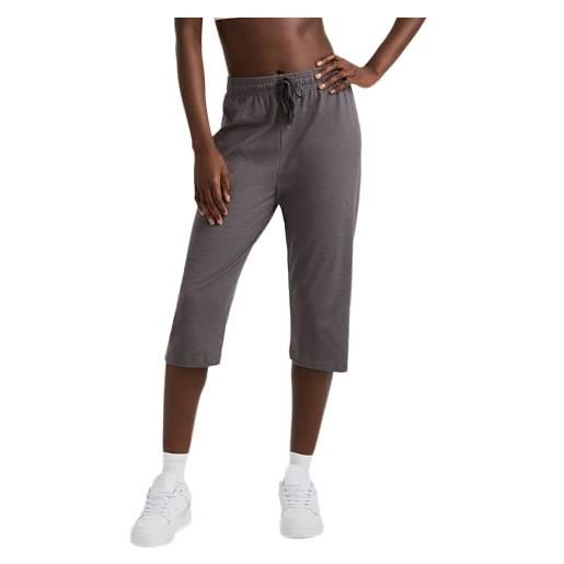 Champion pantaloni capri da donna, pantaloni corti leggeri da salotto, in jersey lavorato a maglia capri per le donne, 18, granito heather, xl