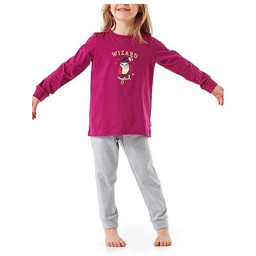 Schiesser schlafanzug lang mit bündchen bio baumwolle-gr. 92 bis 140 set di pigiama, pflaume, bambina