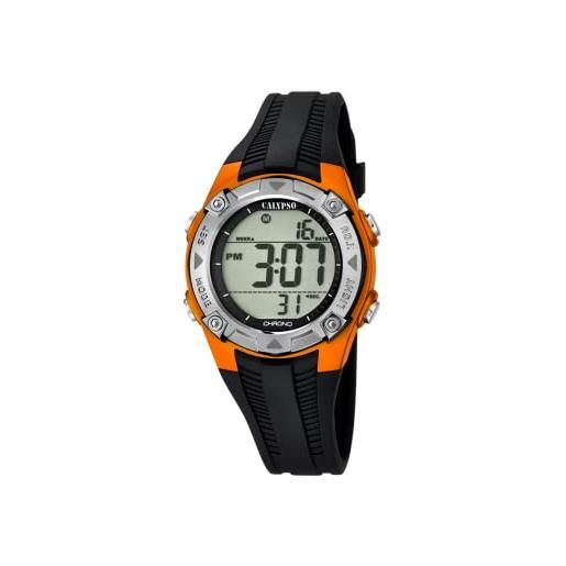 Calypso-orologio digitale unisex, con display lcd digitale e cinturino in plastica, colore: nero, 7 k5685
