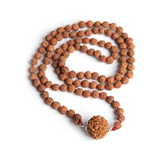 Wonder Care autentico rudraksh mala con rosario mukhi - veri semi di rudraksha himalayano, ornamento religioso, rosario japa mala collana - importato dal nepal, unisex