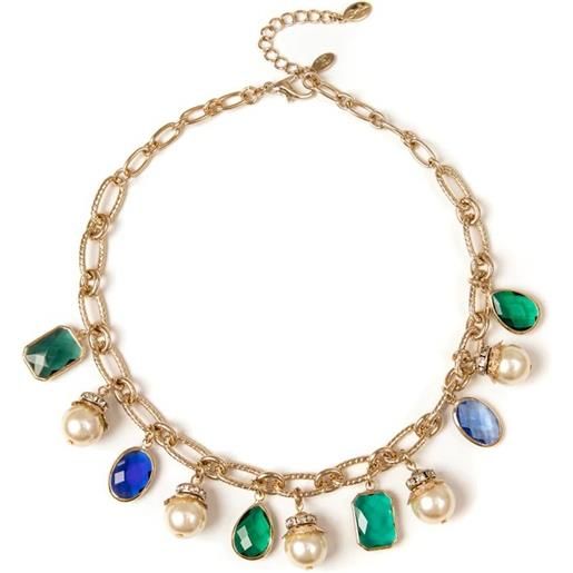 Sodini olympia collana catena con pietre e perle verde