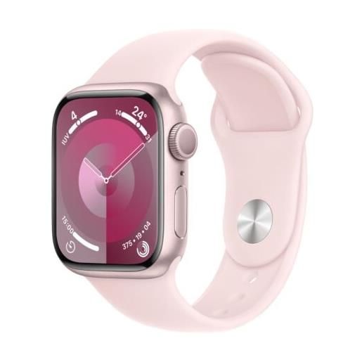 Apple smartwatch Apple watch series 9 gps 41mm cassa in alluminio con cinturino sportivo m/l rosa chiaro [mr943]