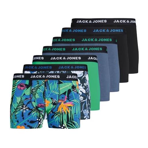 JACK & JONES jack&jones jacflower mix trunks 7 pack, boxer a pantaloncino uomo, black/pack: magical forest - black - violet indigo - holly green - black - vintage indigo, 