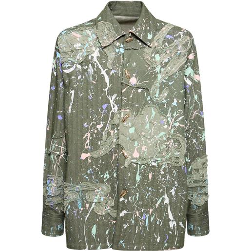 MITHRIDATE graffiti patchwork cotton denim shirt