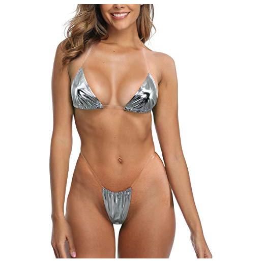 SHERRYLO costume da bagno brasiliano perizoma bikini per le donne spalline trasparenti perizoma argento bikini sexy senza linea abbronzatura costumi da bagno con stringa, chiaro, marrone chiaro, s, m, 