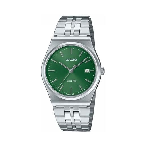 Casio LTP-VT02BL-3A Orologio analogico da donna con cinturino in pelle con quadrante verde IP nero