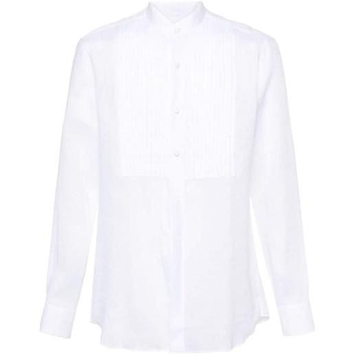 Lardini camicia con punto smock - bianco