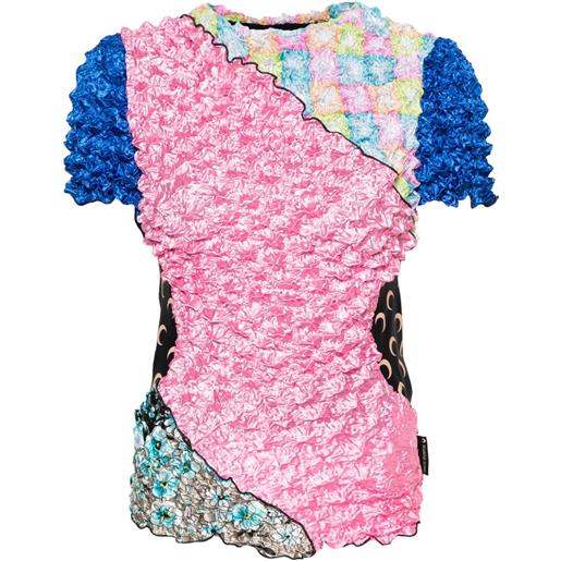 Marine Serre t-shirt popcorn con design patchwork - nero