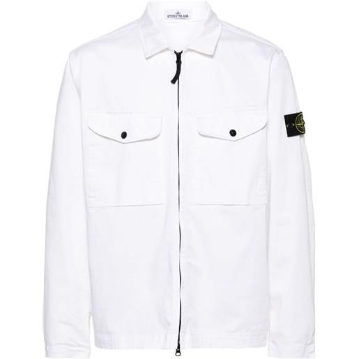 Stone Island giacca-camicia con applicazione compass - bianco
