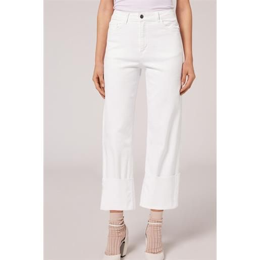 Calzedonia jeans a culotte con risvolto removibile bianco