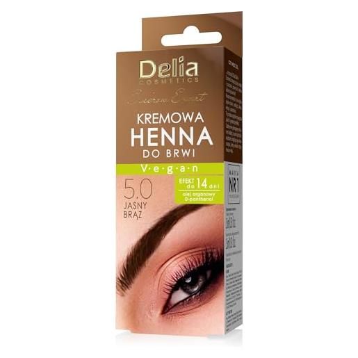 Delia Cosmetics - tinta per sopracciglia - consistenza cremosa - marrone chiaro - colorazione sopracciglia - colore duraturo - facile applicazione - vegan - 15ml
