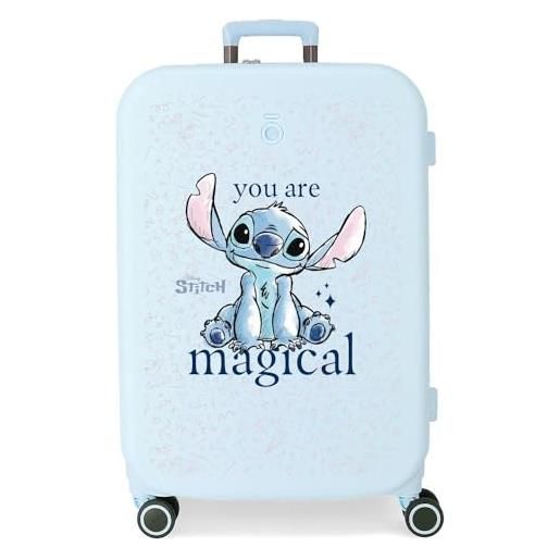 Disney joumma Disney stitch you are magical valigia media blu 48 x 70 x 28 cm rigida abs chiusura tsa 79l 4,32 kg 4 ruote doppie, blu, valigia media