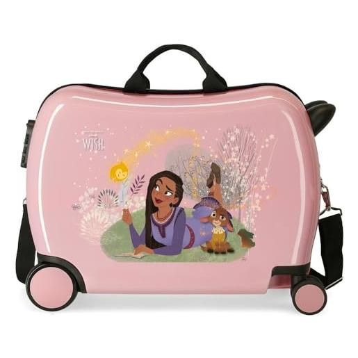 Disney joumma make a wish valigia per bambini rosa 50 x 38 x 20 cm rigida abs chiusura a combinazione laterale 38 l 1,8 kg 2 ruote bagagli a mano, rosa, valigia per bambini