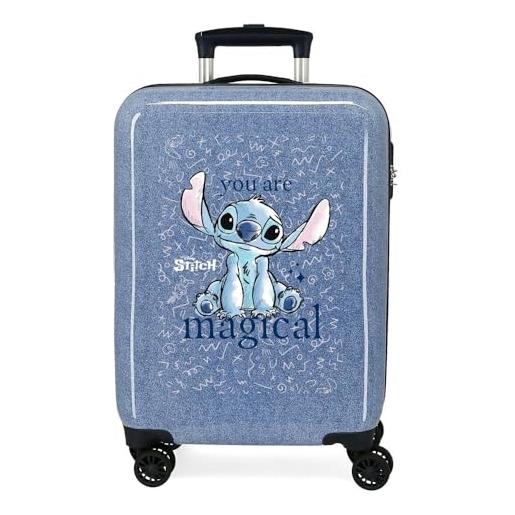 Disney joumma stitch you are magical valigia da cabina blu 38 x 55 x 20 cm rigida abs chiusura a combinazione laterale 34 l 2 kg 4 ruote doppie bagaglio a mano, blu, valigia cabina