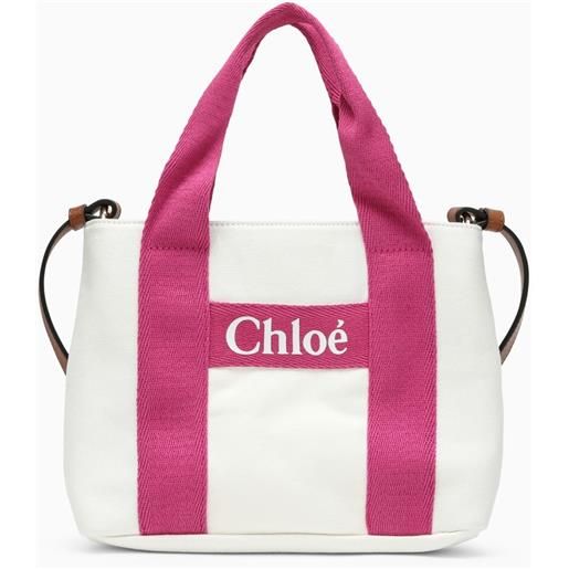 Chloé borsa a spalla bianca/rosa con logo