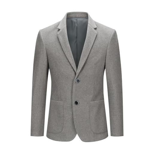 YOUTHUP blazer da uomo in lana 2 bottoni con colletto a tacca classico blazer casual da lavoro in tinta unita