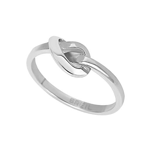 Breil, collezione b&me, anello donna, anello in acciaio lucido, con design minimal, ricercato e simbolico a forma di nodo, ideale per un regalo speciale, misura 12, silver
