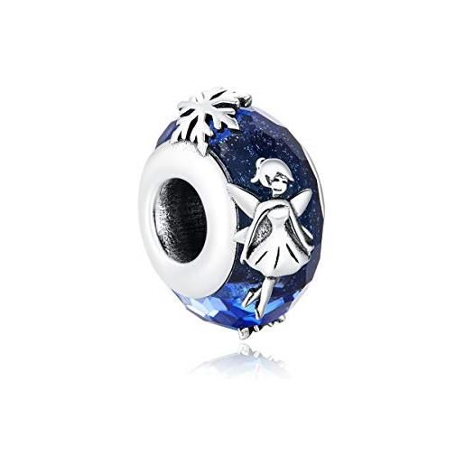 YaShuo Jewellery charm in argento sterling con perle di vetro di murano per braccialetti pandora, argento sterling cristallo argento sterling, spirito blu