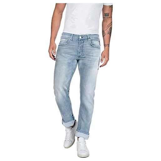 REPLAY jeans uomo grover straight fit elasticizzati, grigio (light grey 095), w27 x l30