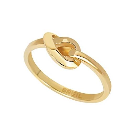 Breil, collezione b&me, anello donna, anello in acciaio lucido ip gold, con design minimal, ricercato e simbolico a forma di nodo, ideale per un regalo speciale, misura 10, gold