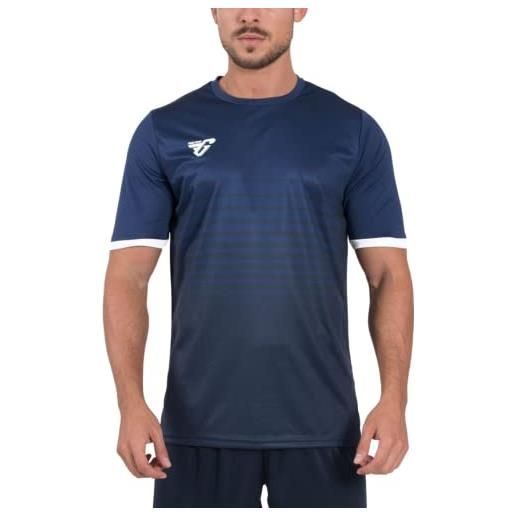 FRANKIE GARAGE FG frankie garage - maglietta sportiva manica corta per uomo, maglia tecnica slim fit con fantasia a righe per allenamento, sport, calcio, running o palestra l nero