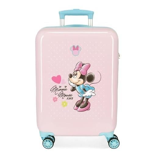 Disney joumma minnie imagine valigia da cabina rosa 38 x 55 x 20 cm rigida abs chiusura a combinazione laterale 34 l 2 kg 4 ruote bagagli mano, rosa, valigia cabina