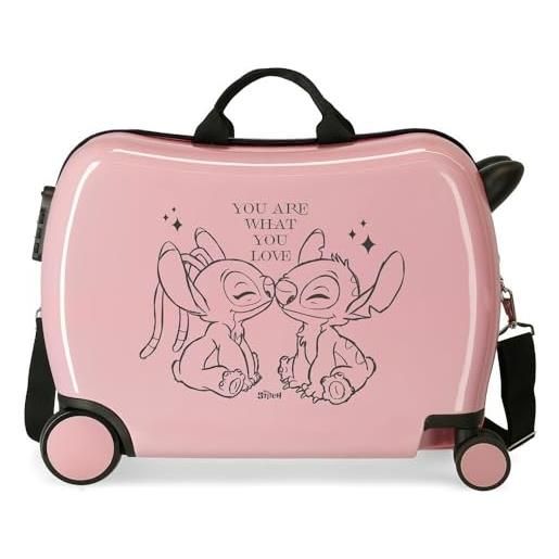 Disney joumma Disney stitch you love valigia per bambini rosa 50 x 38 x 20 cm rigida abs chiusura a combinazione laterale 38 l 1,8 kg 2 ruote bagagli mano, rosa, valigia per bambini