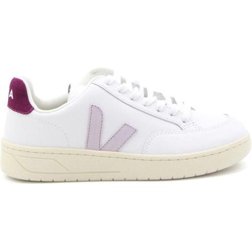 Veja sneakers v-12 in pelle bianca lilla e viola