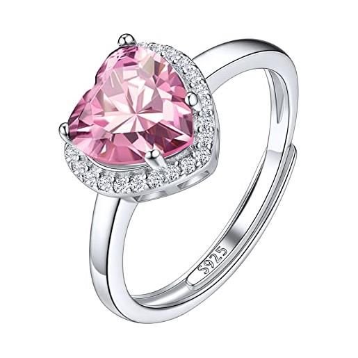 Suplight anello cuore donna regolabili cuore anello argento donna regolabile opale anello solitario ottobre con confezione regalo