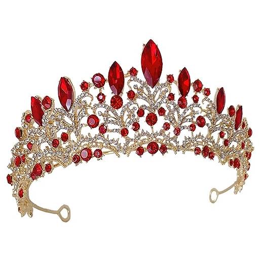 Beaupretty tiara nuziale diademi per ragazze principessa per le donne sposa sposa diadema di cristallo accessorio per per festa cosplay rosso copricapo nuziale