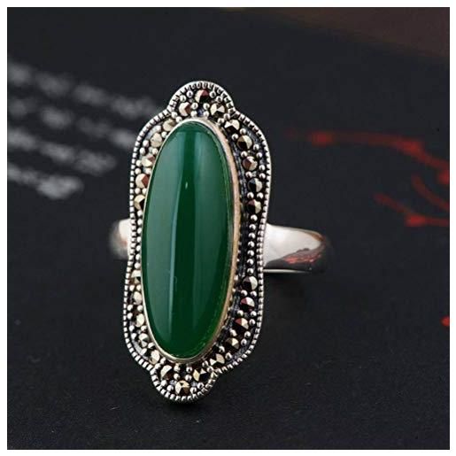 WOZUIMEI anello stile cinese agata anello spaccato regolabile anello in argento sterling s925 anello antico femmina regalo di moda argento tailandeseagata