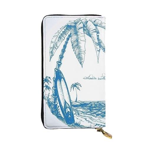 TRESILA portafoglio lungo da donna in pelle con porta carte di credito, portamonete, per donne e uomini, con libellula, schizzo hawaii, taglia unica