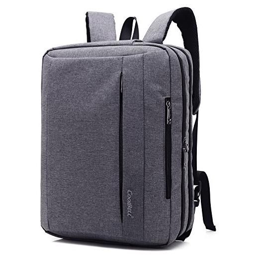 CoolBELL, borsa convertibile, multiuso, adatta per laptop da 15,6 pollici, in tessuto oxford, con tracolla, da uomo e da donna grigio grau 17,3''