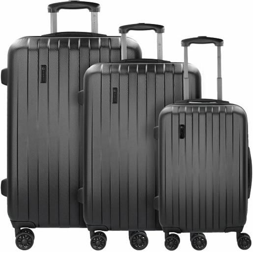 bugatti set di valigie lima 2.0 fl a 4 ruote 3 pezzi con doppie ruote nero