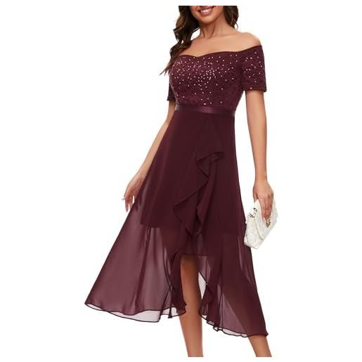 Berylove abito da sera formale con paillettes per donna, senza spalline, matrimonio, cocktail, schiena nuda, abito da sera, verde pavone, s