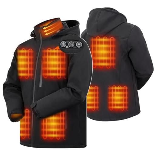 ARRIS giacca riscaldata da uomo, con batteria ricaricabile da 7,4 v, 8 zone di riscaldamento, funzione di ricarica del telefono, per uso invernale, colore: nero, nero , m