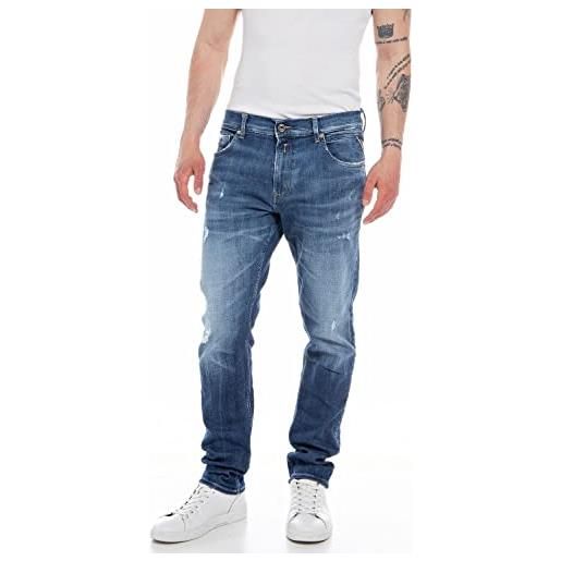 REPLAY jeans uomo mickym slim fit aged super elasticizzati, blu (medium blue 009), w33 x l32