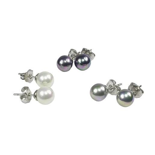 Orquidea | orecchini | set di orecchini | 3 paia di orecchini | perle organiche di maiorca | 8mm | orecchini classici | 925% argento sterling | bianco, grigio e nero