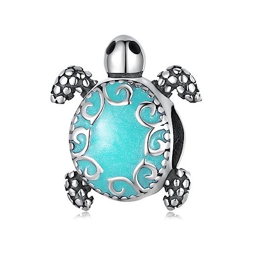 ZaliOan charm compatibili con bracciali，ciondoli in argento sterling 925 - tartaruga marina longeva