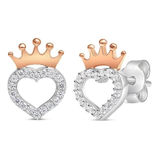 Disney princess sterling silver cubic zirconia heart crown stud earrings