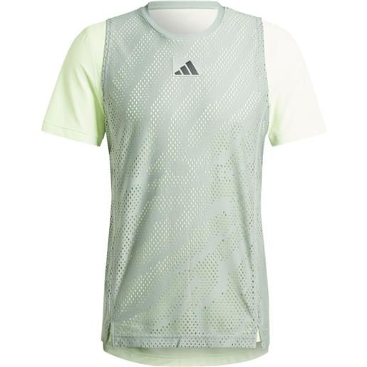 Adidas t-shirt da uomo Adidas tennis t-shirt pro layering - silver green/green spark