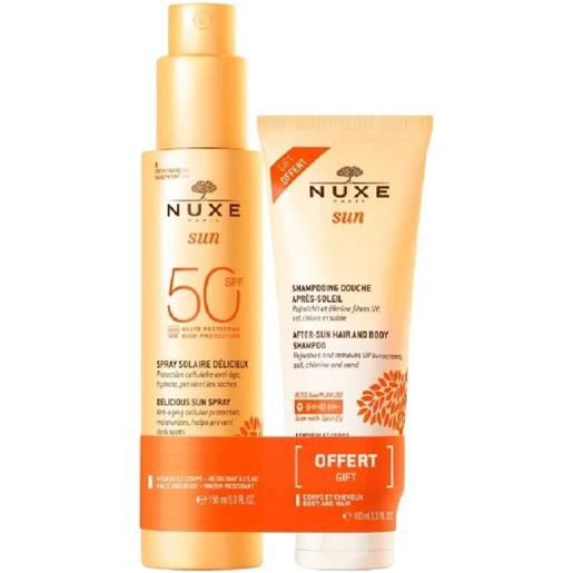 Nuxe sun duo spray solare spf50+ 150ml + shampoo doccia doposole 100ml