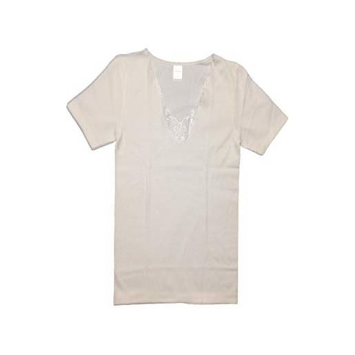 ANTONELLA art. 620667 intimo t-shirt maglia mezza manica bianco pizzo lana cotone tg. 7/xxl
