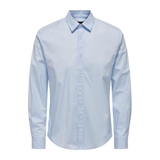 Only & Sons onsandy slim easy iron poplin shirt noos camicia, blu di cachemire, m uomo