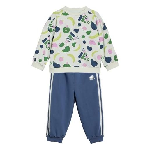 adidas essentials allover print jogger set kids giovani/bambini, clear pink/bliss pink, 12-18 months unisex baby