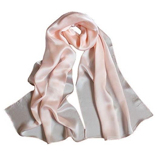 QXIYUAN sciarpa di seta di colore puro seta di gelso sciarpa di seta femminile scialle di garza a doppio uso rosa
