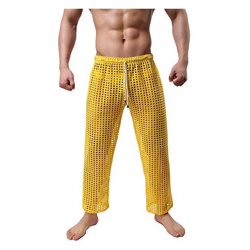 BaronHong men 's mesh see through long pyjamas (giallo, m)